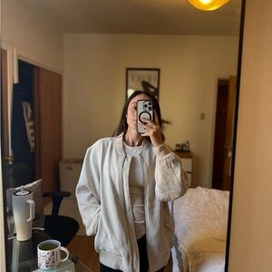 Wilfred Cream Bomber Jacket Relaxed Fit Lightweight